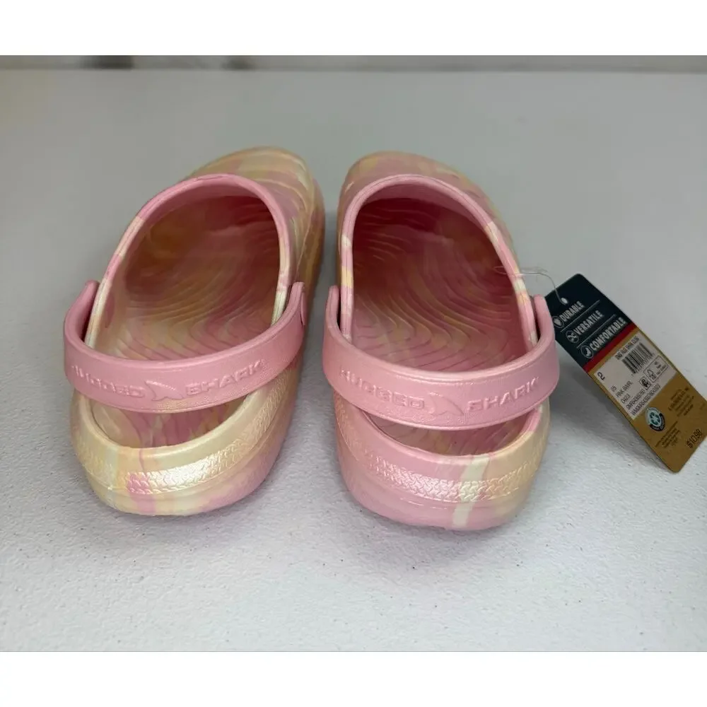 Rugged Shark Girls' Swivel-Strap Clogs Pink Swirl Size 2